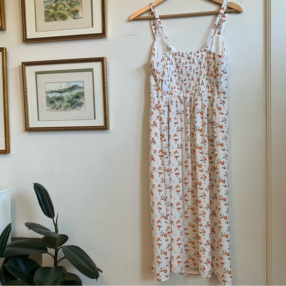 Abercrombie & Fitch Cinch Front Midi Dress Side Slit Peaches Medium Summer Dress - Picture 10 of 16